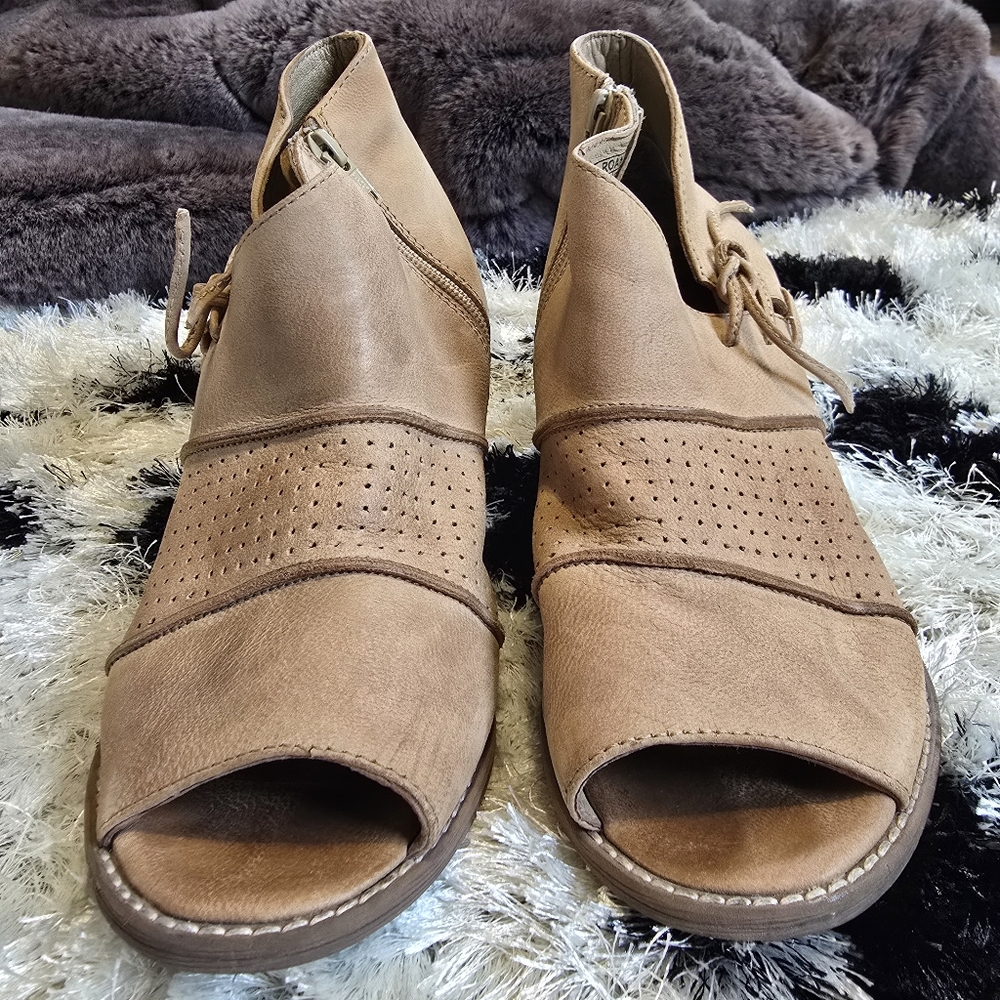 Leather Open Toe Booties - Picture 5 of 8